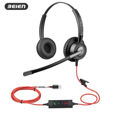 소음 제거 마이크가 포함된 바이노럴 USB C 헤드셋